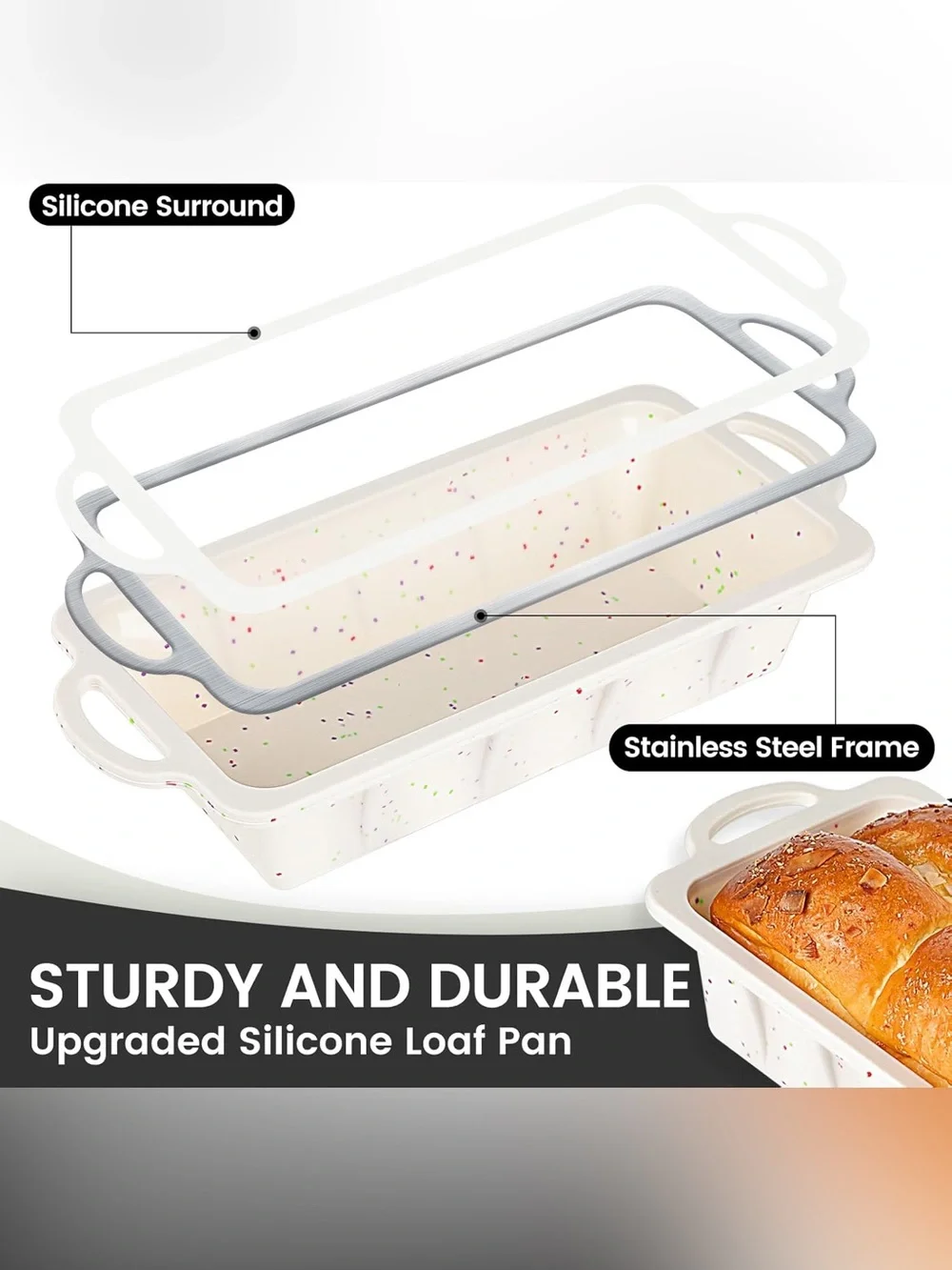 Pack of 2 White Confetti Ceramic Loaf Pans - Home Kitchen